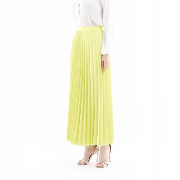 G-Line Women’s Pistachio Green Pleated Maxi Skirt with Elastic Waist Band - Picture 3 of 6